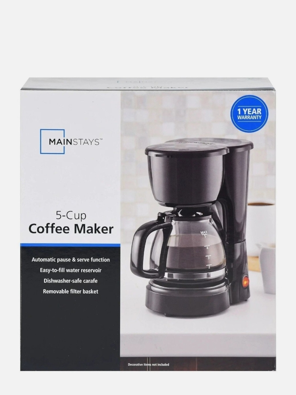 Mainstays 5-Cup Black Coffee Maker